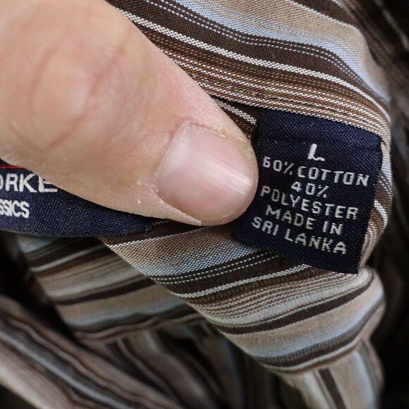 ROUNDTREE & YORKE CLASSICS LONG SLEEVE STRIPED BUTTON DOWN SHIRT MENS SZ L - Picture 7 of 7